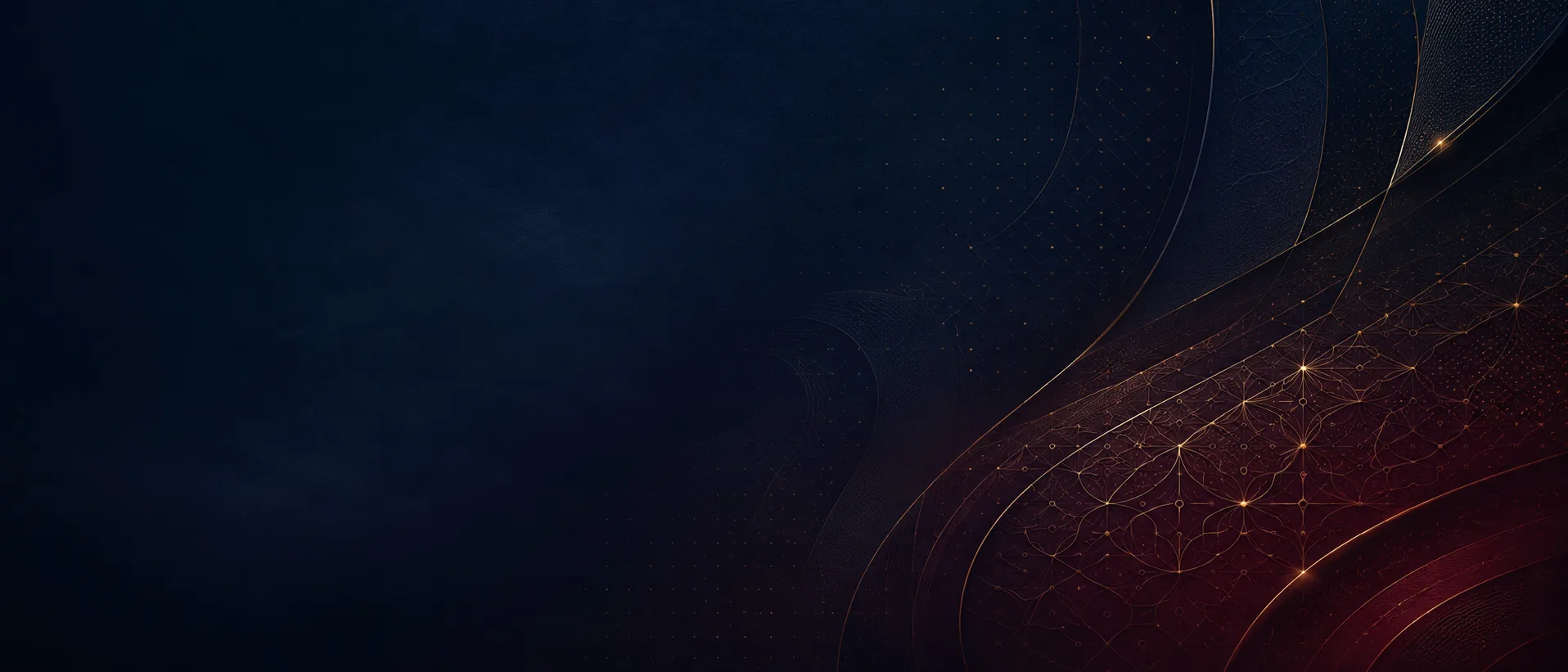 Abstract Federation Night gradient composition — deep navy blending into a restrained maroon glow, with fine kolam-derived gold linework